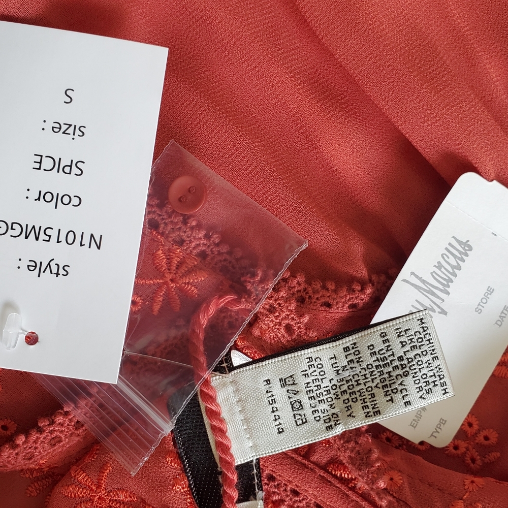 Neiman Marcus Embroidered Tie Neck Blouse - Picture 10 of 10